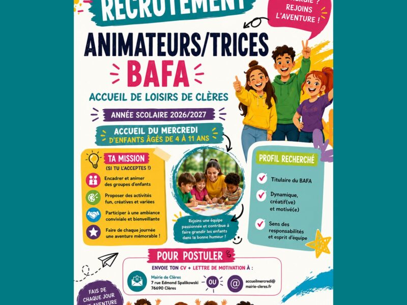 Recrutement d'animateurs - Accueil de loisirs de Clères